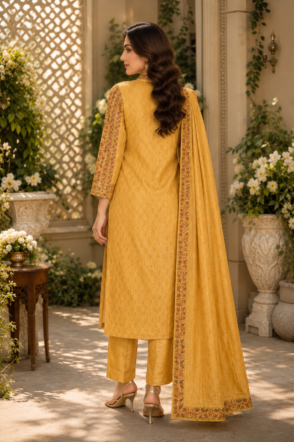 Mustard Yellow Printed Straight Suit Set with Elegant Dupatta