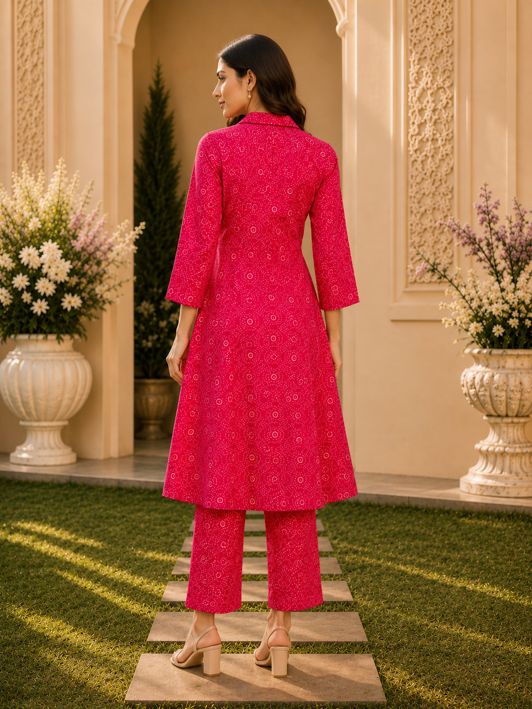 Red Printed A-Line Kurta & Pant Set for Women