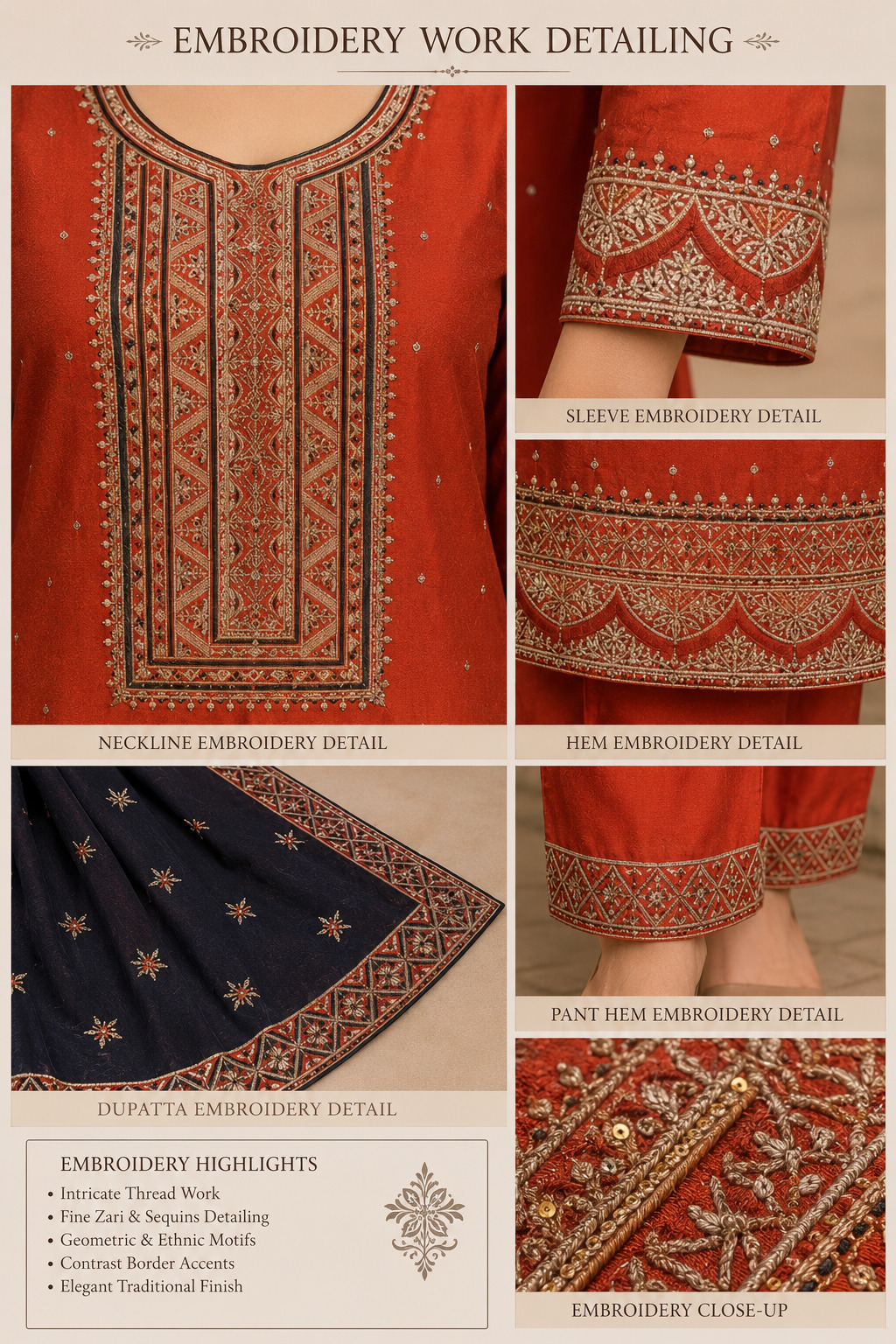 Rust Orange Premium Soft Silk Straight Suit Set with Contrast Dupatta