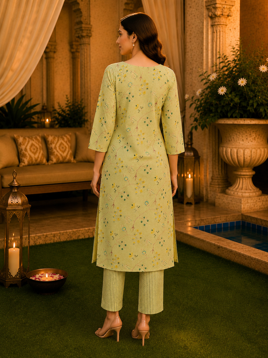 Pista Meadow Straight Cotton Kurta & Pant Set