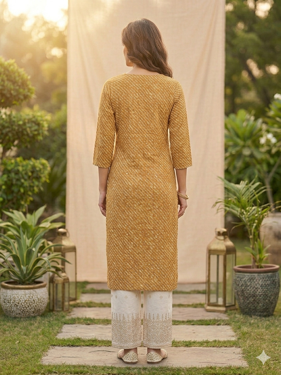 Mustard Elegance Straight Maslin Kurta