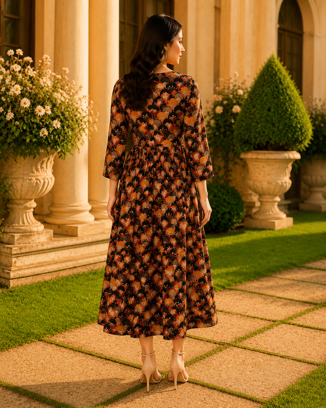 Autumn Mosaic Premium Rayon Frock Style Kurta