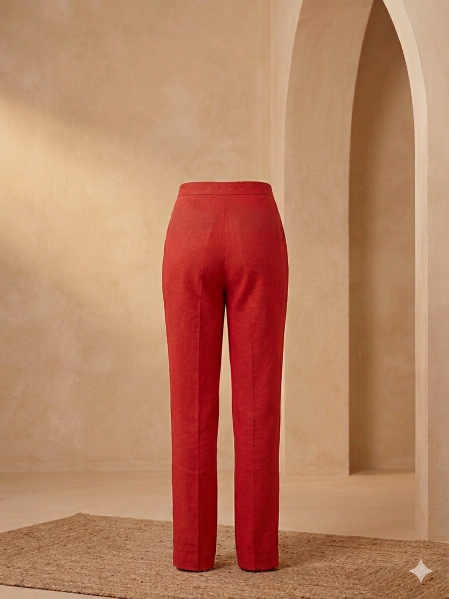 Womens Stretchable Cotton Lycra Straight Pant – Cherry Red
