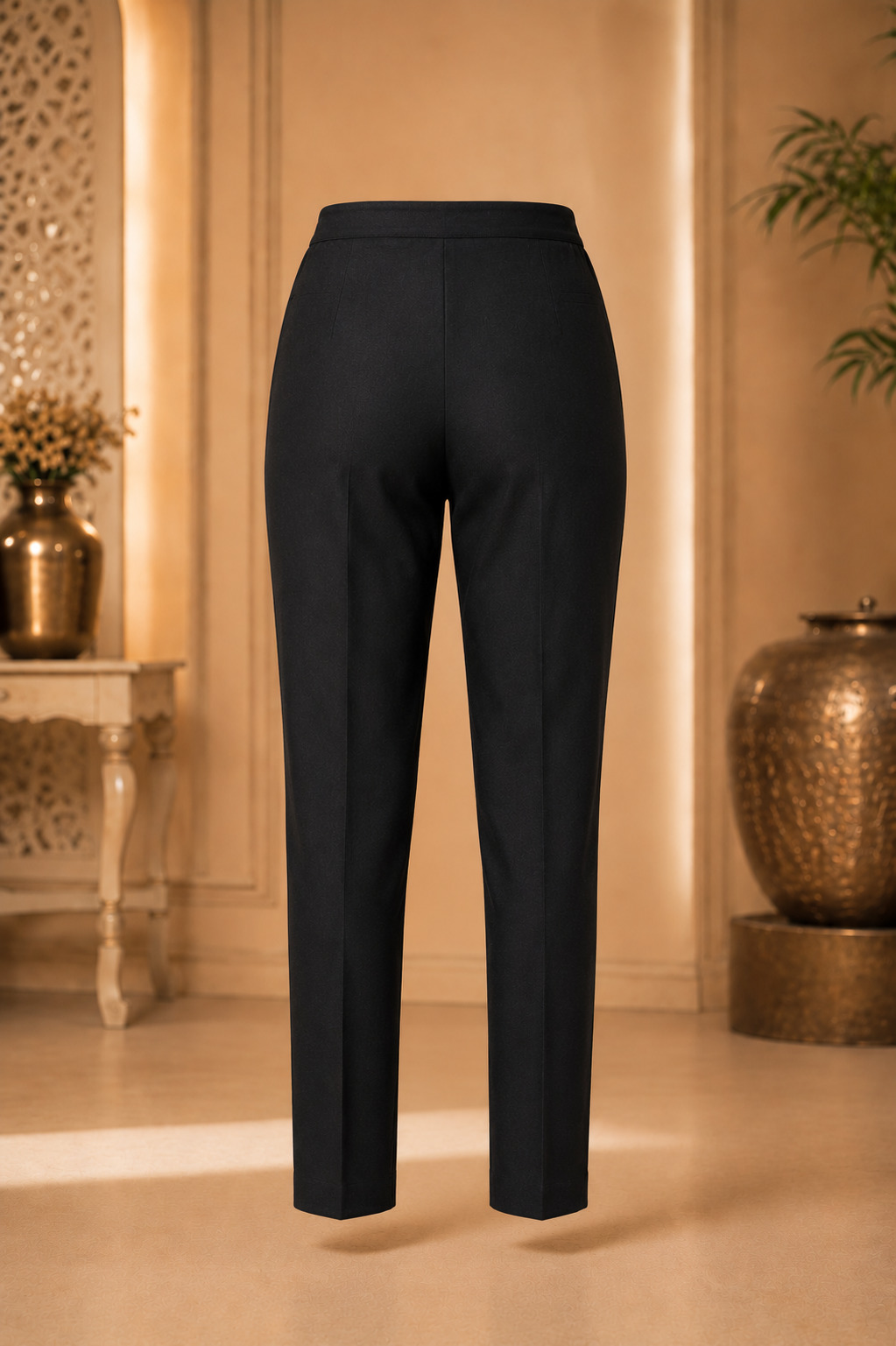 Black Embroidered Straight Pant – Premium Cotton Lycra Stretchable Womens Bottom Wear